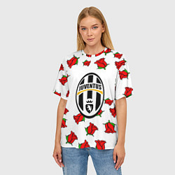 Футболка оверсайз женская Ювентус розы текстура, цвет: 3D-принт — фото 2