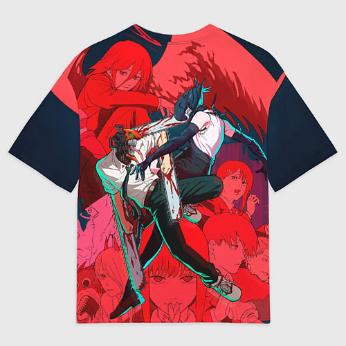 Женская футболка оверсайз Битва с Резе Человек бензопила / 3D-принт – фото 2