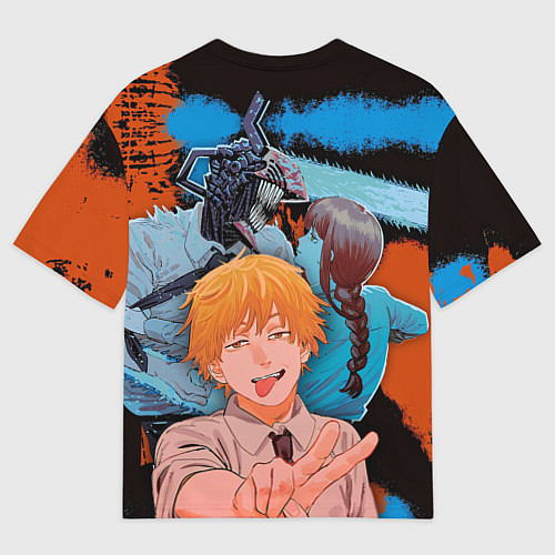 Женская футболка оверсайз Дэндзи и Макима из Человек бензопила / 3D-принт – фото 2