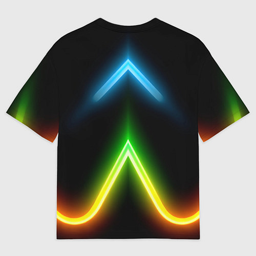Женская футболка оверсайз Neon multicolored lines / 3D-принт – фото 2