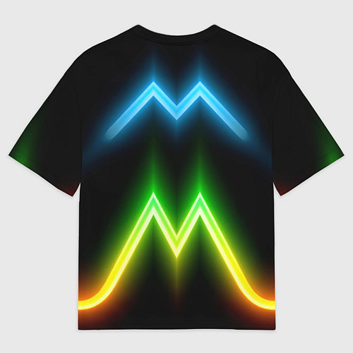 Женская футболка оверсайз Neon multicolored lines / 3D-принт – фото 2