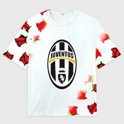 Футболка оверсайз женская Ювентус розы, цвет: 3D-принт