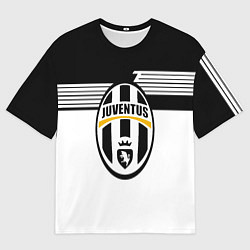 Футболка оверсайз женская Juventus полосы линии, цвет: 3D-принт