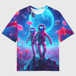 Футболка оверсайз женская Астронавты Морти и Рик на планете розовых неоновых, цвет: 3D-принт