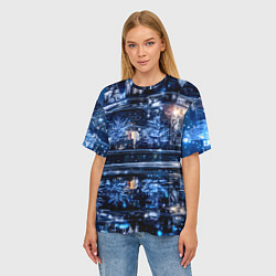 Футболка оверсайз женская Новогодняя ночная Москва, цвет: 3D-принт — фото 2