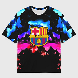 Футболка оверсайз женская Барселона неоновые бабочки, цвет: 3D-принт