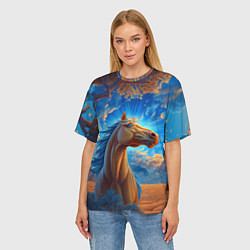 Футболка оверсайз женская Лошадь на фоне синего неба, цвет: 3D-принт — фото 2