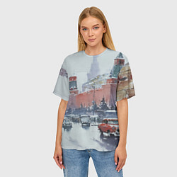 Футболка оверсайз женская Старинная Москва - новый год, цвет: 3D-принт — фото 2