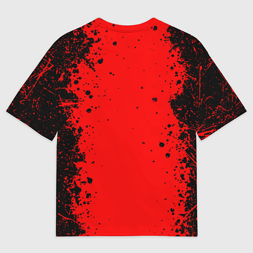 Женская футболка оверсайз Эмблема hitman на красном фоне / 3D-принт – фото 2