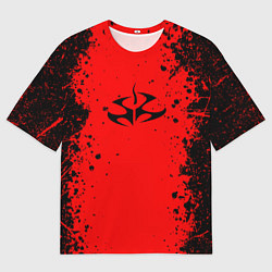 Футболка оверсайз женская Эмблема hitman на красном фоне, цвет: 3D-принт