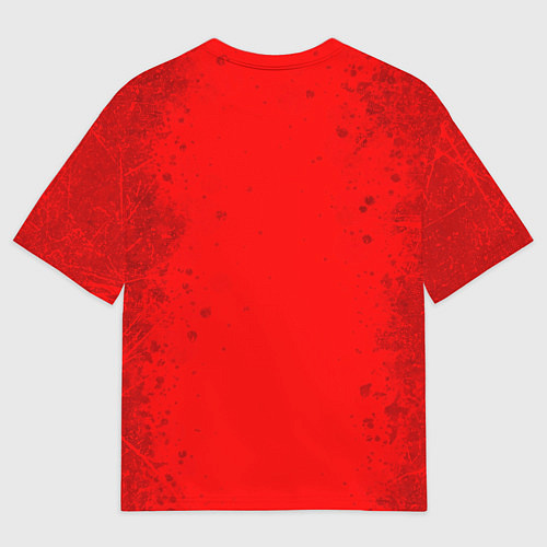 Женская футболка оверсайз Белая эмблема hitman на красном / 3D-принт – фото 2