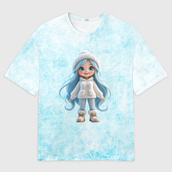 Футболка оверсайз женская Девочка-зима, цвет: 3D-принт