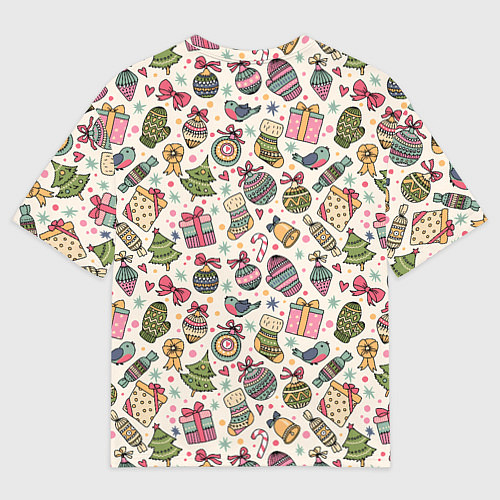 Женская футболка оверсайз Новогодний паттерн / 3D-принт – фото 2