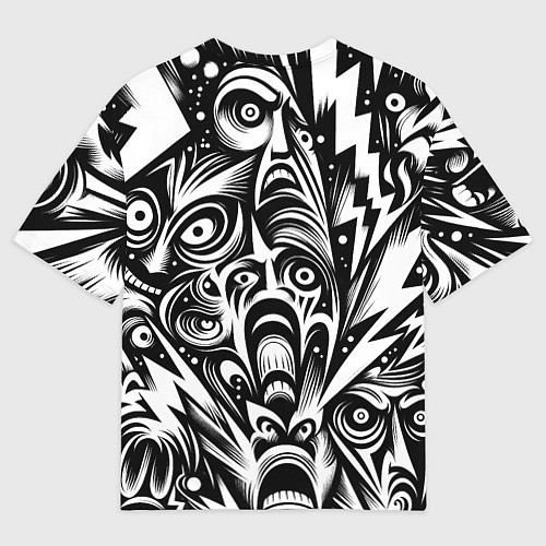 Женская футболка оверсайз Lightnings and faces - ai art fantasy / 3D-принт – фото 2