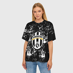 Футболка оверсайз женская Ювентус текстура руки краски, цвет: 3D-принт — фото 2