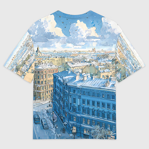 Женская футболка оверсайз Зимний утренний Питер / 3D-принт – фото 2