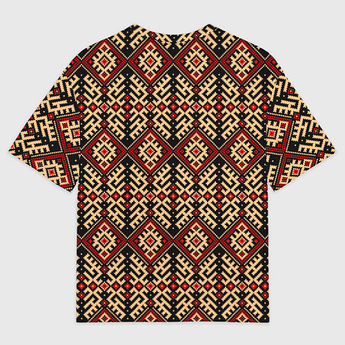 Женская футболка оверсайз Славянский вышивной орнамент макошь / 3D-принт – фото 2