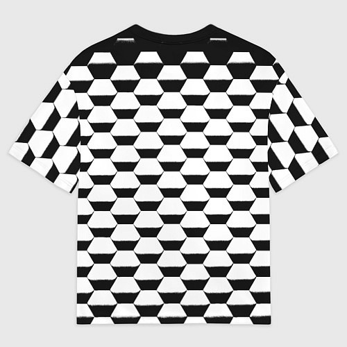 Женская футболка оверсайз Juventus геометрия черно белая / 3D-принт – фото 2
