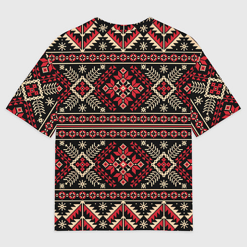 Женская футболка оверсайз Этнический славянский орнамент / 3D-принт – фото 2