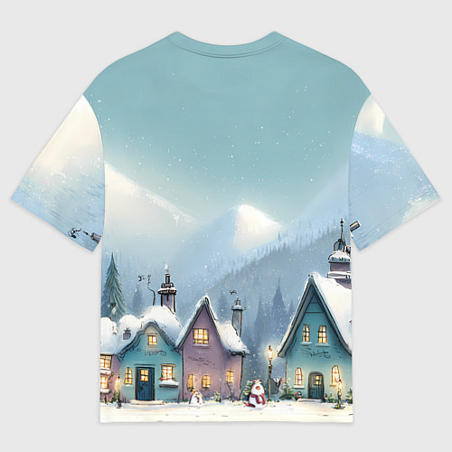 Женская футболка оверсайз Новогодние дома / 3D-принт – фото 2