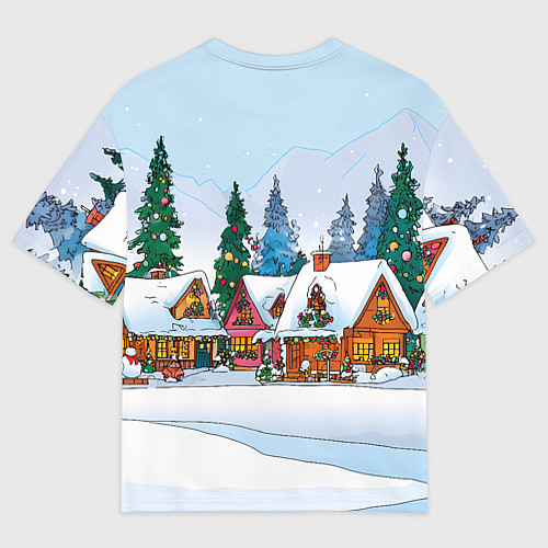 Женская футболка оверсайз Новогодник дворик / 3D-принт – фото 2