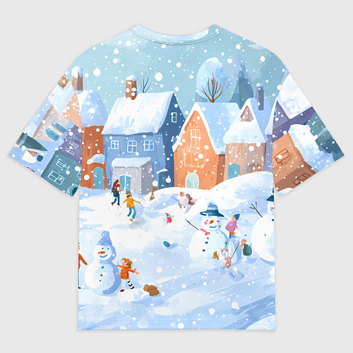 Женская футболка оверсайз Предновогодний день во дворе / 3D-принт – фото 2