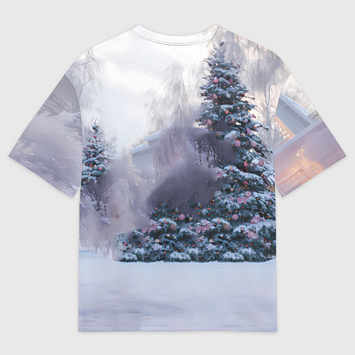 Женская футболка оверсайз Геометрическая новогодняя лошадка / 3D-принт – фото 2