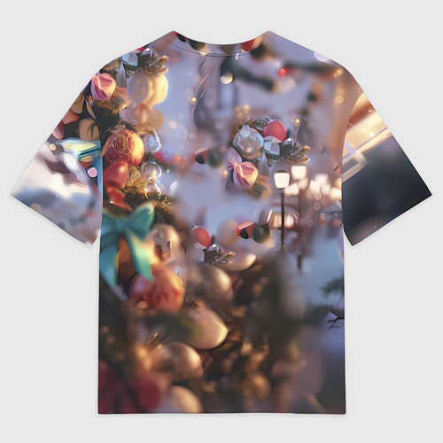 Женская футболка оверсайз Милая новогодняя лошадка с крыльями / 3D-принт – фото 2