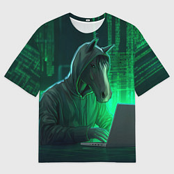 Футболка оверсайз женская Конь хакер, цвет: 3D-принт
