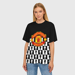 Футболка оверсайз женская Манчестер Юнайтед люди паттерн, цвет: 3D-принт — фото 2