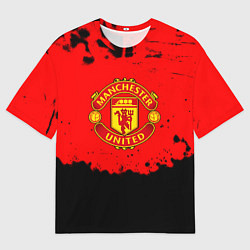 Женская футболка оверсайз Манчестер Юнайтед краски брызги