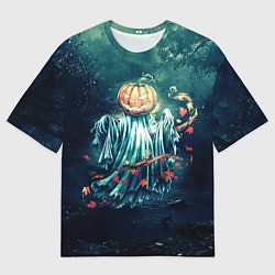 Футболка оверсайз женская Тыква призрак, цвет: 3D-принт