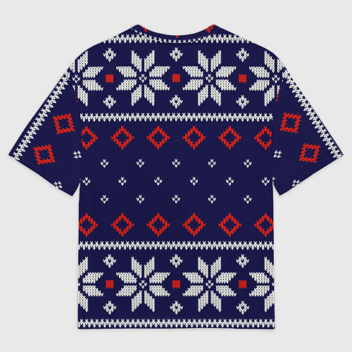 Женская футболка оверсайз Вязаный новогодний узор / 3D-принт – фото 2