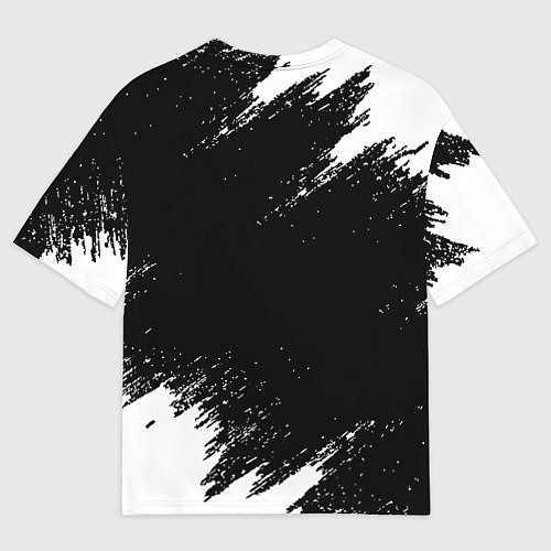 Женская футболка оверсайз Реал Мадрид черно белые краски / 3D-принт – фото 2