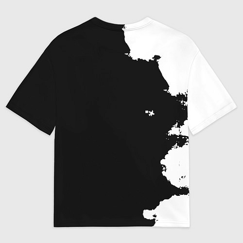 Женская футболка оверсайз Реал Мадрид черно белые краски / 3D-принт – фото 2