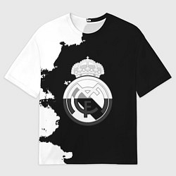 Женская футболка оверсайз Реал Мадрид черно белые краски