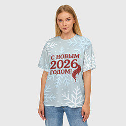 Футболка оверсайз женская С Новым 2026 годом - хвост лошади, цвет: 3D-принт — фото 2