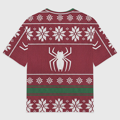 Женская футболка оверсайз Рождественский свитер Человека паука / 3D-принт – фото 2