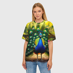 Футболка оверсайз женская Царственный павлин, цвет: 3D-принт — фото 2