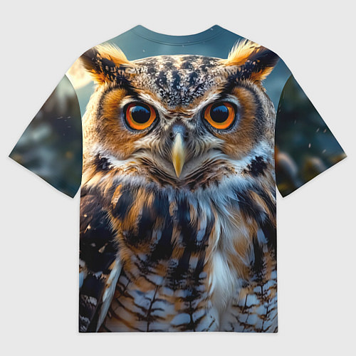 Женская футболка оверсайз Лунная сова в лесу / 3D-принт – фото 2