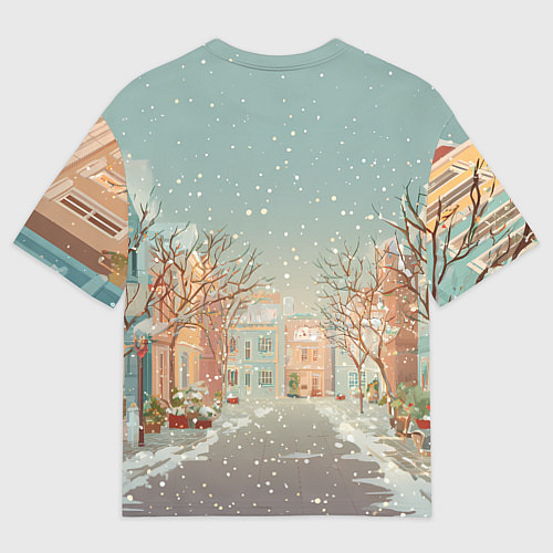 Женская футболка оверсайз Маленькая новогодняя милая лошадка / 3D-принт – фото 2