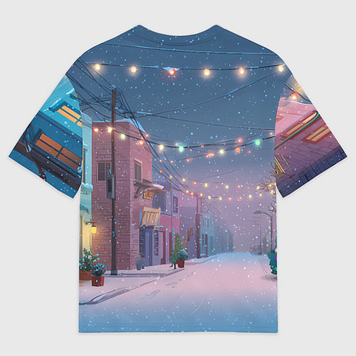 Женская футболка оверсайз Лошадка с новогоднем венком 2026 / 3D-принт – фото 2