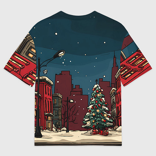 Женская футболка оверсайз Лошадка в новогодней гирлянде / 3D-принт – фото 2