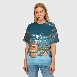 Футболка оверсайз женская Новогодняя лошадка 2026 год, цвет: 3D-принт — фото 2