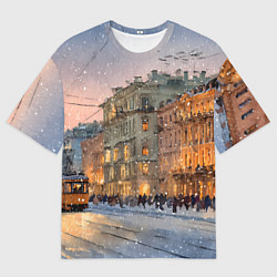 Футболка оверсайз женская Зимний Санкт-Петербург, цвет: 3D-принт