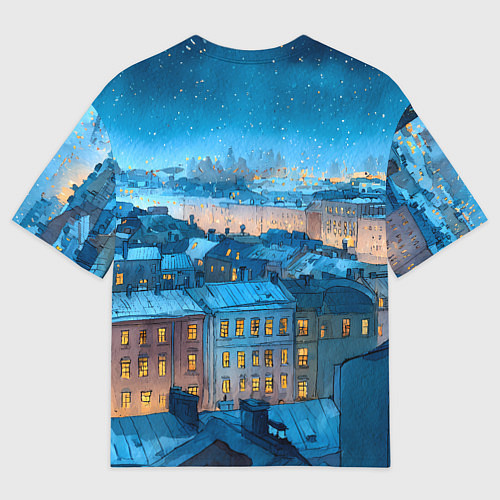 Женская футболка оверсайз Крыши зимнего Питера / 3D-принт – фото 2
