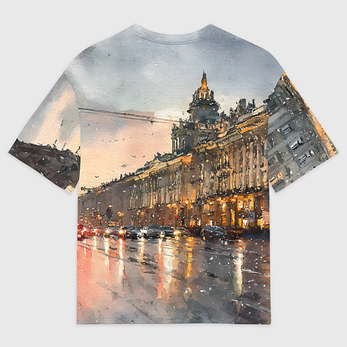 Женская футболка оверсайз Санкт-Петербург - мокрый снег / 3D-принт – фото 2
