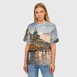 Футболка оверсайз женская Санкт-Петербург - мокрый снег, цвет: 3D-принт — фото 2