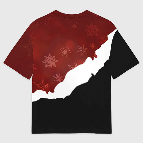 Женская футболка оверсайз Злой дед мороз красный и черный / 3D-принт – фото 2