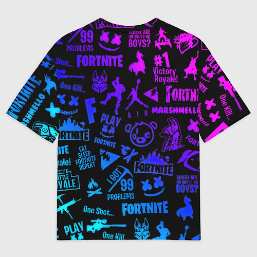 Женская футболка оверсайз Barcelona x fortnite neon / 3D-принт – фото 2